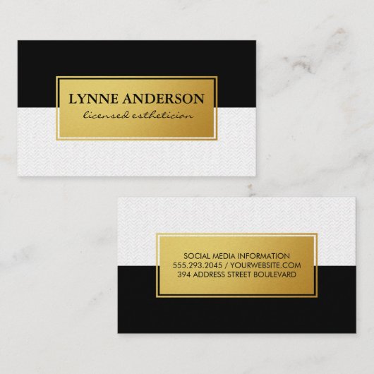 Carte De Visite Faux Métallic Or Noir subtil Vavy (Devant / Derrière)