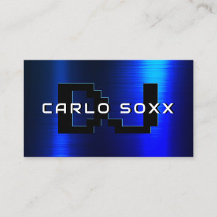 Carte de visite faux métallique bleu futuriste mod