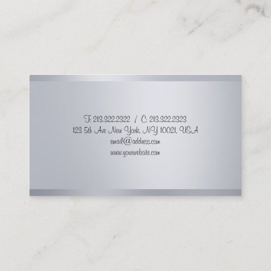 Carte De Visite Faux moderne Argent Élégant Texte manuscrit (Dos)