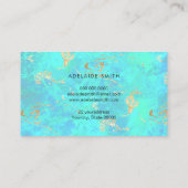 Carte De Visite FAUX opale iridescente inspiré bleu vert (Dos)