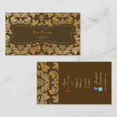 Carte De Visite Faux or baroque damassé chocolat (Devant / Derrière)