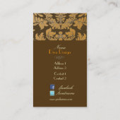 Carte De Visite Faux or baroque damassé chocolat (Dos)