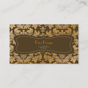 Carte De Visite Faux or baroque damassé chocolat