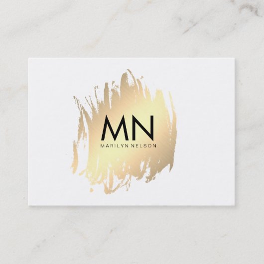 Carte De Visite Faux or brillant avec monogramme chic (Devant)