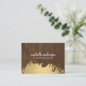 Carte De Visite Faux Or Brossé / Bois (Debout devant)