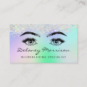 Carte De Visite Faux paillettes holographiques yeux code QR Microb (Devant)
