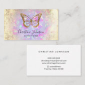 Carte De Visite faux parties scintillant d'or papillon sur lavande (Devant / Derrière)