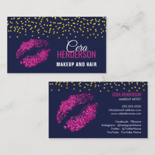 Carte De Visite Faux Parties scintillant Lips Gold Confetti Artist