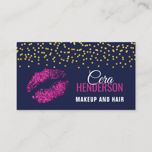 Carte De Visite Faux Parties scintillant Lips Gold Confetti Artist (Devant)