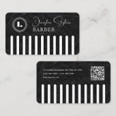 Carte De Visite Faux peigne noir avec logo barbier (Devant / Derrière)