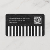 Carte De Visite Faux peigne noir avec logo barbier (Dos)