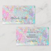 Carte De Visite FAUX pierre rose iridescente (Devant / Derrière)