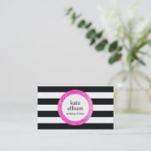 Carte De Visite Faux Pink Sequin Noir et Blanc Striped Beauté (Debout devant)