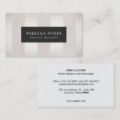 Carte De Visite Faux rayé élégant Argent et lin Beige (Devant / Derrière)