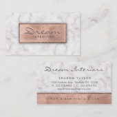 Carte De Visite Faux rose de suède d'or de marbre professionnel (Devant / Derrière)