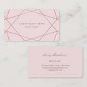 Carte De Visite Faux Rose d'or géométrique | Rose pâle (Devant / Derrière)
