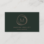 Carte De Visite Faux Rose Gold & Forest Abstrait (Devant)