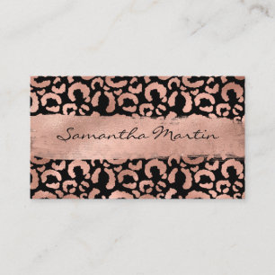 Carte De Visite Faux Rose Gold Leopard Brosse Strot Foil
