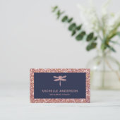 Carte De Visite Faux Rose  Gold Parties scintillant Dragonfly (Debout devant)