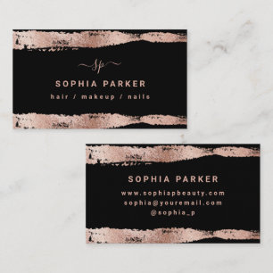 Carte De Visite Faux Rose Gold sur Black