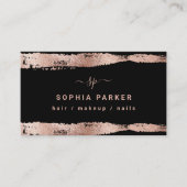Carte De Visite Faux Rose Gold sur Black (Devant)