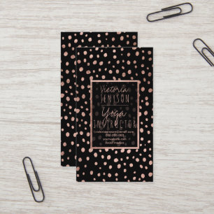 Carte De Visite Faux rose or pois noir yoga