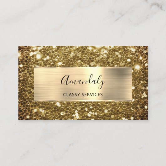 Carte De Visite Faux Sepia Gold Parties scintillant QR Code Logo M (Devant)