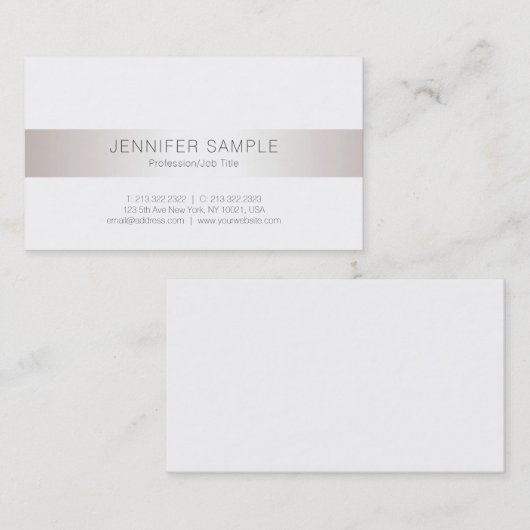 Carte De Visite Faux Silver Creative Sleek Plain tendance Luxe (Devant / Derrière)