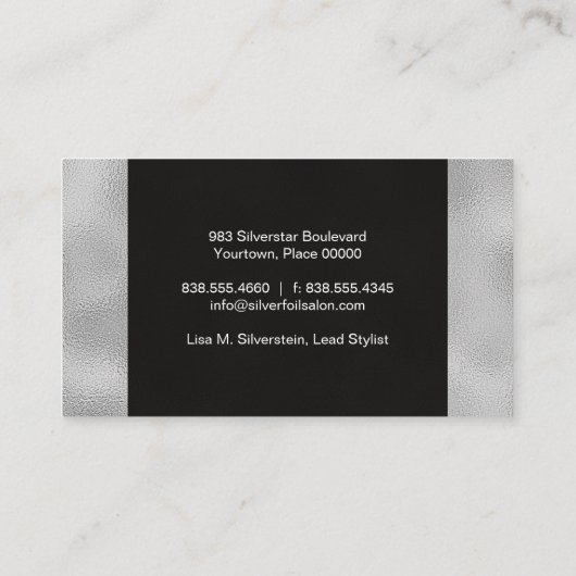 Carte De Visite Faux Silver Foil en noir (Dos)