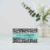 Carte De Visite Faux Silver Foil Leopard Spot Aqua Brush Strot (Debout devant)