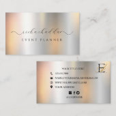 Carte De Visite Faux Silver Metallic Élégant Unique (Devant / Derrière)