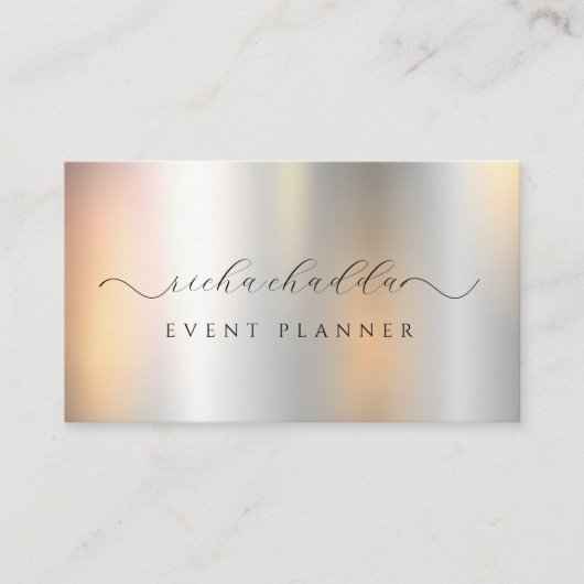 Carte De Visite Faux Silver Metallic Élégant Unique (Devant)
