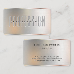 Carte De Visite Faux Silver Metallo Look Luxueux Premium Linen