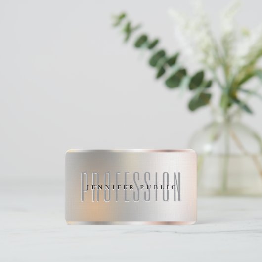 Carte De Visite Faux Silver Metallo Look Luxueux Premium Linen (Debout devant)