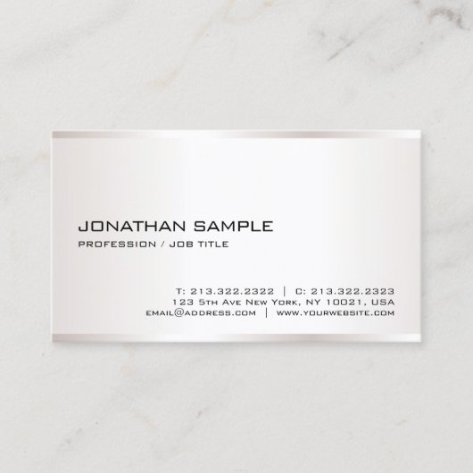 Carte De Visite Faux Silver Moderne Élégant Modèle Professionnel (Devant)