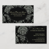 Carte De Visite Faux Silver/Slate Damask/DO-IT-YOURSELF arrière - (Devant / Derrière)