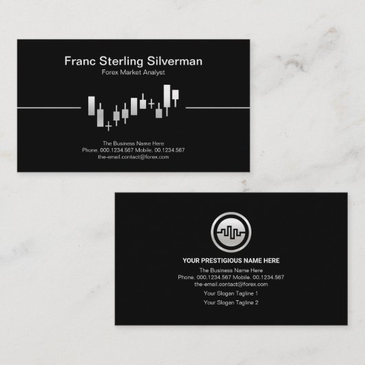 Carte De Visite Faux Silver Stock Exchange Graphe Financial Adviso (Devant / Derrière)