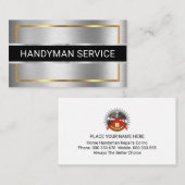 Carte De Visite Faux Silver Stripe Gold Frame (Devant / Derrière)