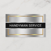 Carte De Visite Faux Silver Stripe Gold Frame (Devant)