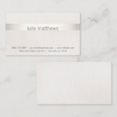 Carte De Visite Faux Silver Stripe moderne sur lin (Devant / Derrière)