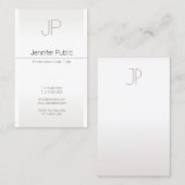 Carte De Visite Faux Silver Trendy Créatif Monogram Plat Luxe (Devant / Derrière)