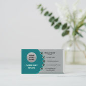 Carte De Visite Faux Silver Turquoise brillant Metally avec Icônes (Debout devant)