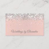 Carte De Visite Faux Sparkly Silver Parties scintillant Blush (Devant)