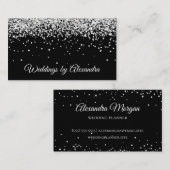 Carte De Visite Faux Sparkly Silver Parties scintillant Noir (Devant / Derrière)