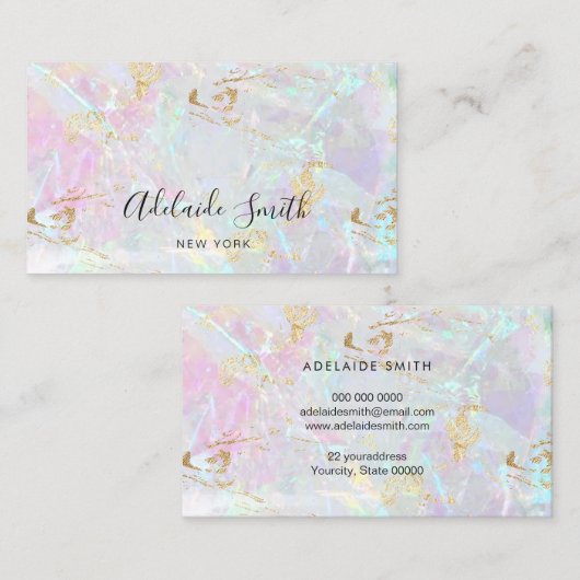 Carte De Visite FAUX texture de pierre rose iridescente (Devant / Derrière)