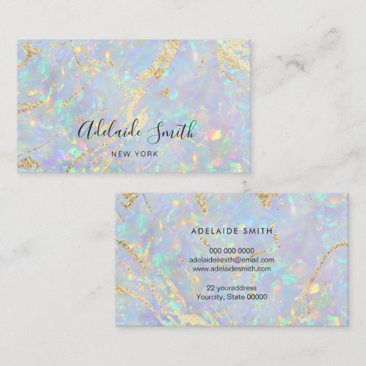 Carte De Visite FAUX texture opale iridescente (Devant / Derrière)
