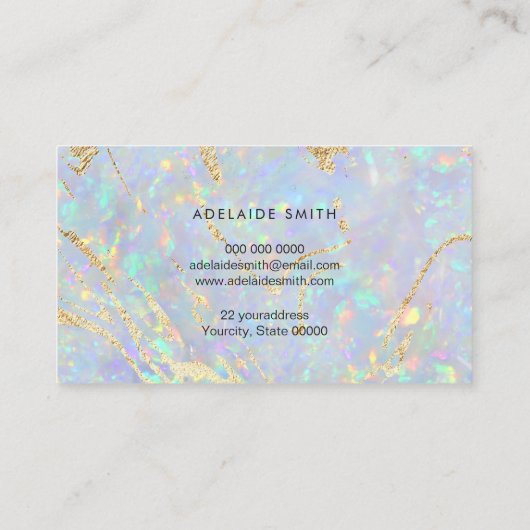 Carte De Visite FAUX texture opale iridescente (Dos)