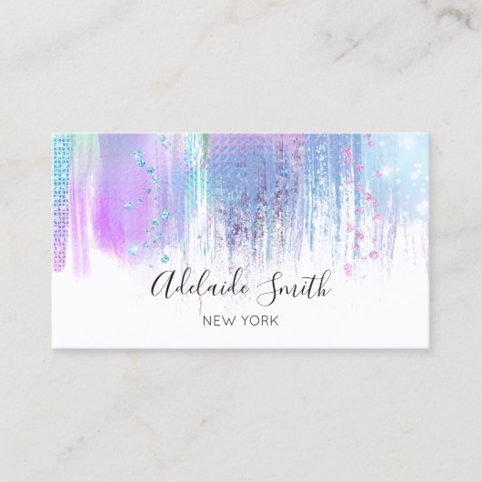 Carte De Visite FAUX traits holographiques de peinture violet (Devant)