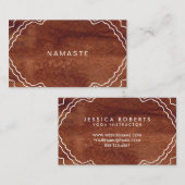 Carte De Visite Faux Wood Grain Cool Yoga Enseignant (Devant / Derrière)