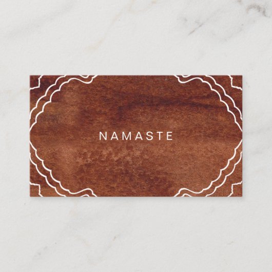Carte De Visite Faux Wood Grain Cool Yoga Enseignant (Devant)